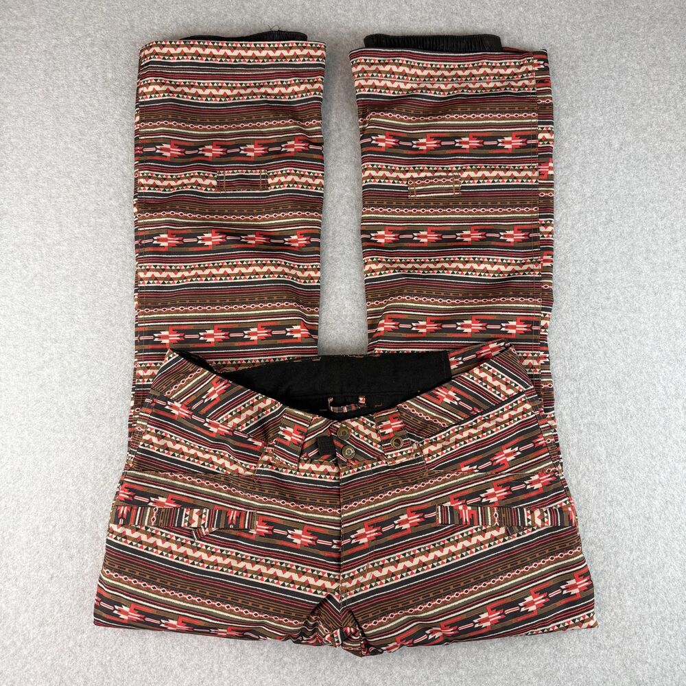 PWDR Room Women's Aztec Tribal Pattern Ski Snowboard Snow Pants Sz M w/ Gaiters